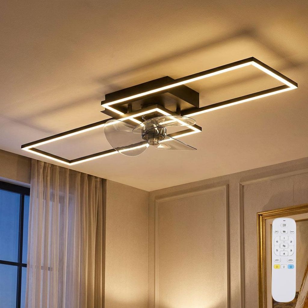 LED Deckenventilator, dimmbar, Fernbedienung, CCT, L 90 cm