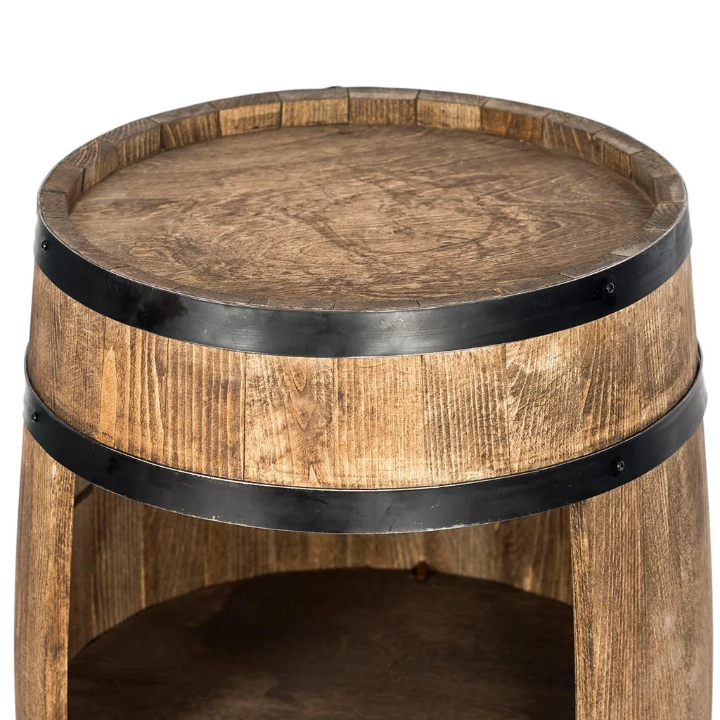 Tonneau de bar en bois wengé rustique, design authentique 80 x 50 cm