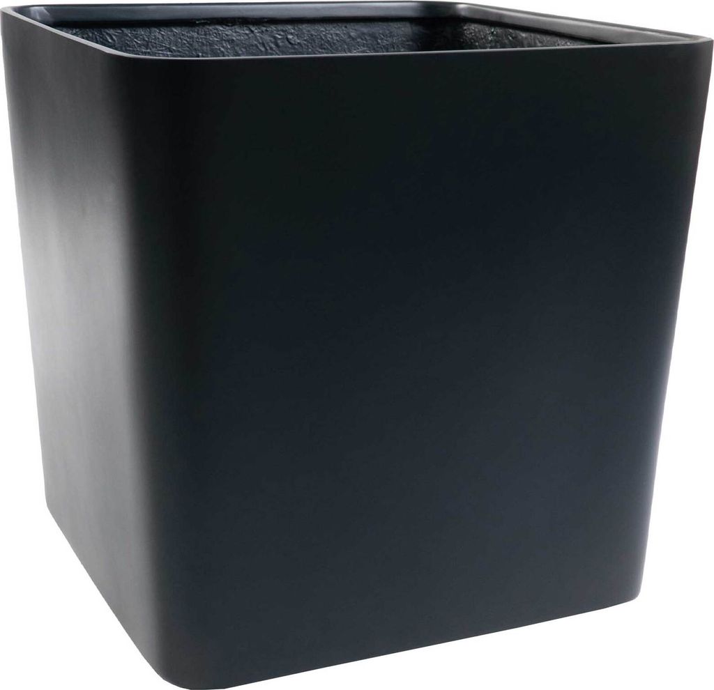 VIVANNO Pflanzkübel Fiberglas CADRAT Würfel, Anthrazit matt - 40x40x40 cm