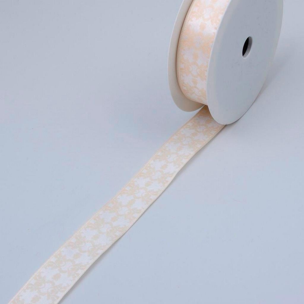 Taftband "feine Ornamente" - mit Draht - 25 mm 25 m - col. 50 creme weiß - 40244 025-R 50