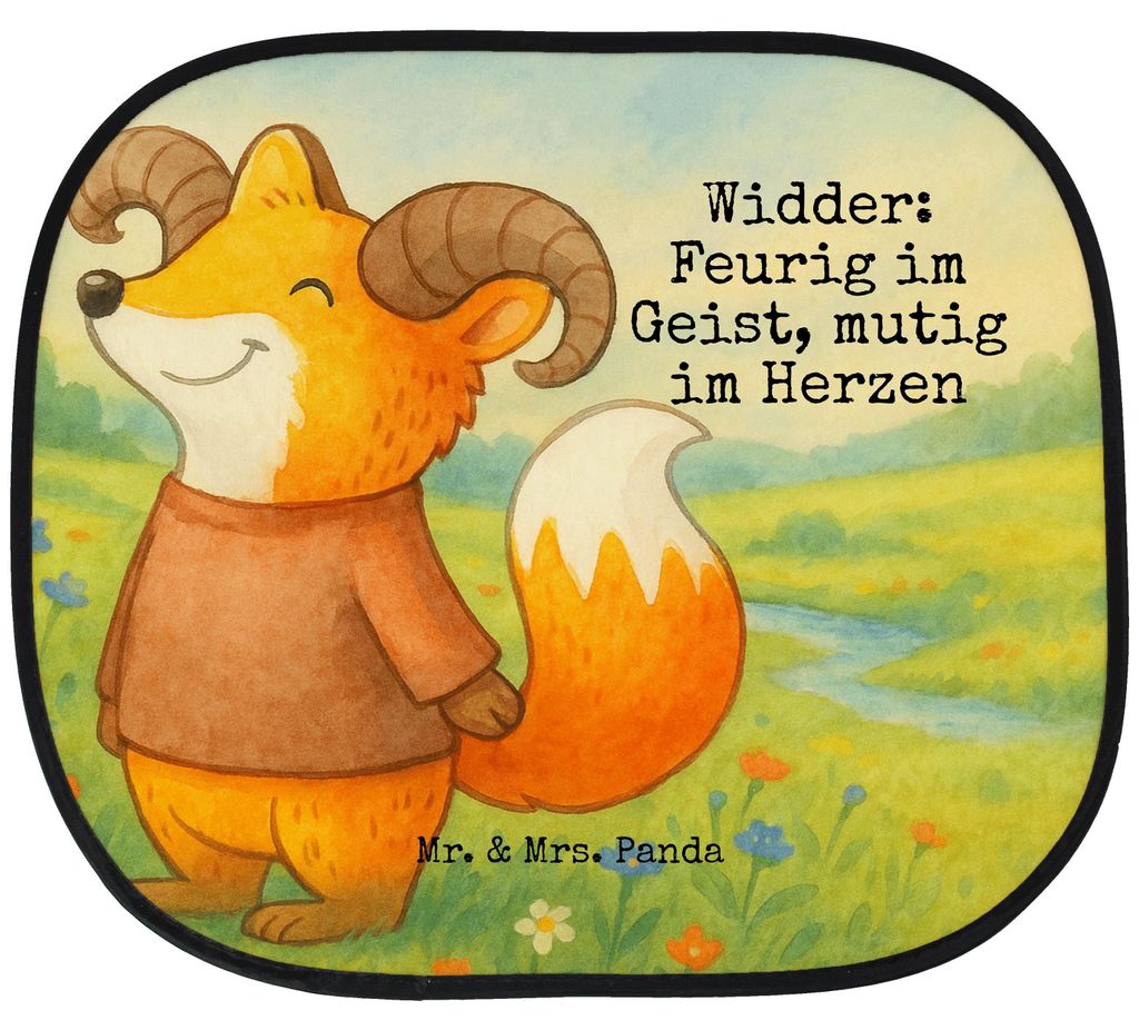 Mr. & Mrs. Panda Sonnenschutz für Autoscheiben Widder Astologie Design - Weiß - Geschenk, Auto, Sonnenblende, Geburtstagsgeschenk, saugnapf, Ster...