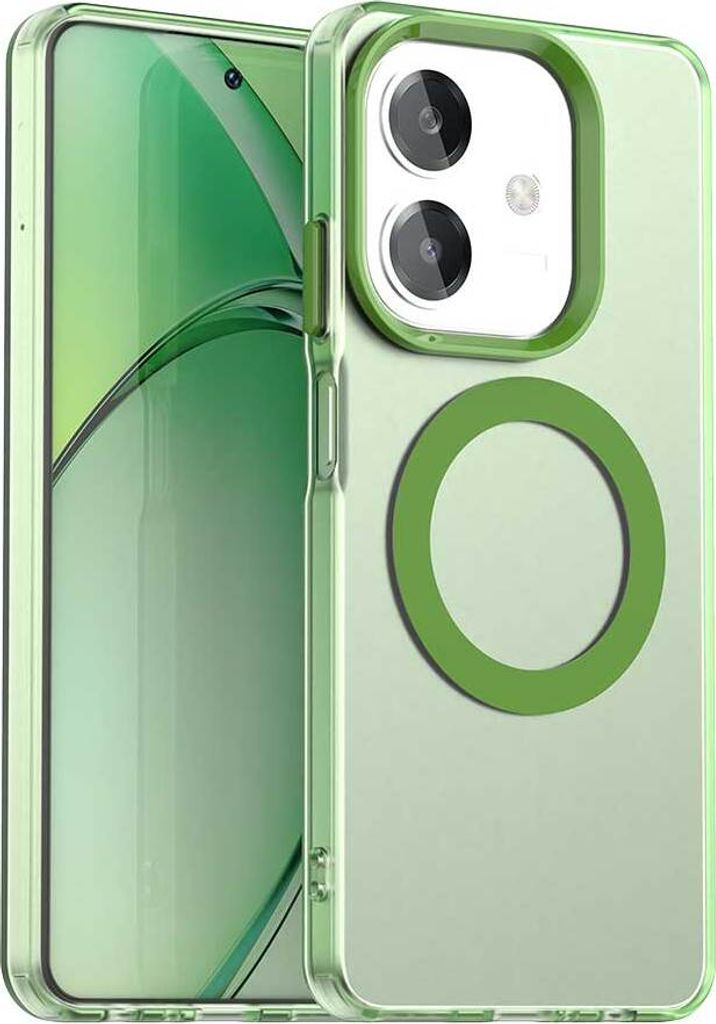 Magnetisch Hülle für Oppo A3 /Oppo A3X, Schlank Durchscheinend Matt Stoßfest Handyhülle Grün