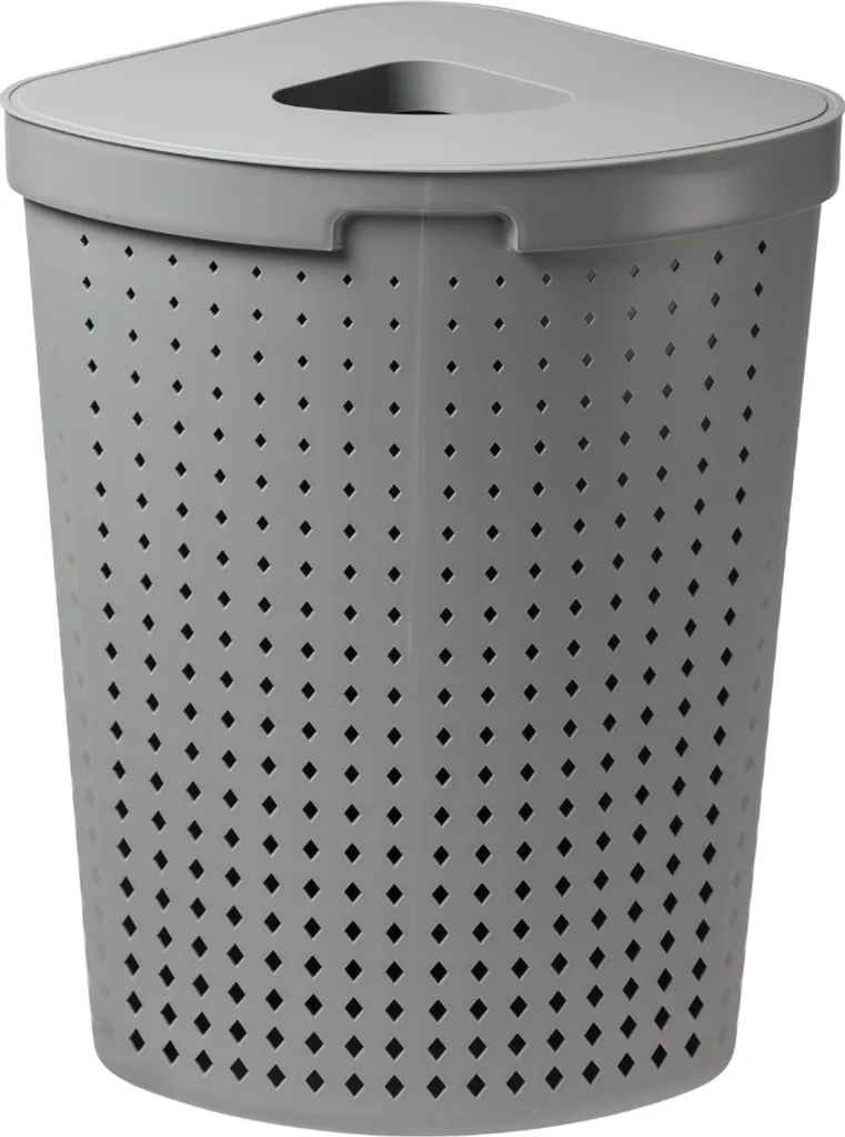 Bac à linge ventilé SEOUL de 62L rectangulaire gris avec poignées confort