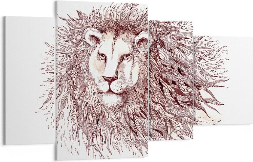 Bild auf Leinwand - Leinwandbild - Löwe König Tierwelt Pelz - 120x70cm - Wand Bild - Wanddeko - Leinwanddruck - Bilder - Kunstdruck - Wanddekorat...