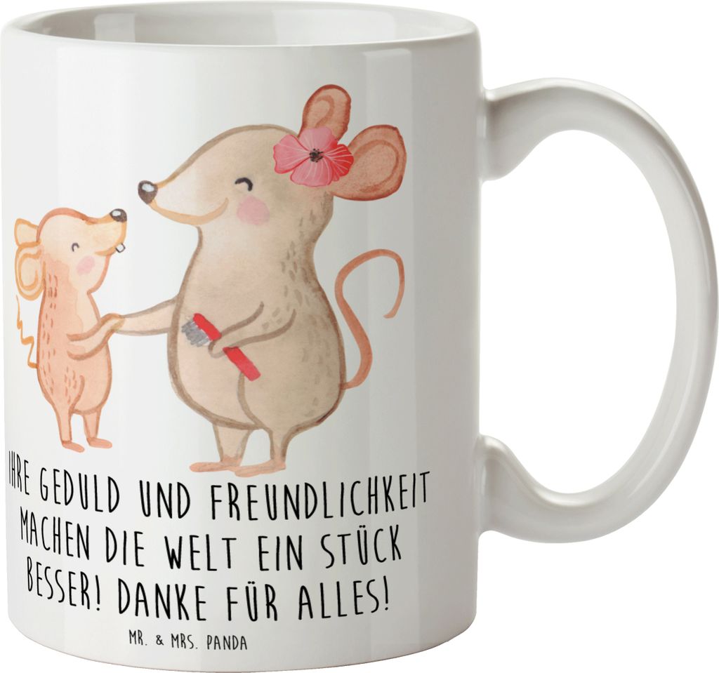Mr. & Mrs. Panda Becher Erzieher-Dank - Weiß - Geschenk, Geschenktasse, Wertschätzung, Geduld und Freundlichkeit, Bedanken, Erzieher, Dankeschön...