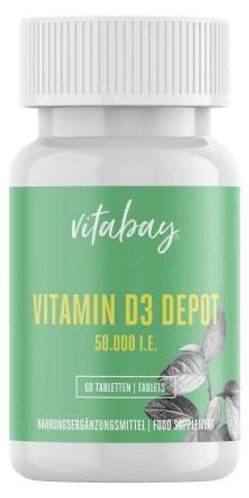Vitabay Vitamin D3 Depot 50.000 I.E. – 60 vegane Tabletten Produktbild 
