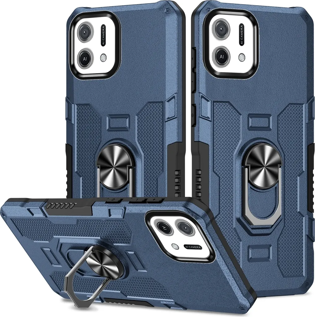 OPPO A16K / A16E Case, resistente custodia a doppio strato con supporto ad anello e supporto per OPPO A16K / A16E blu