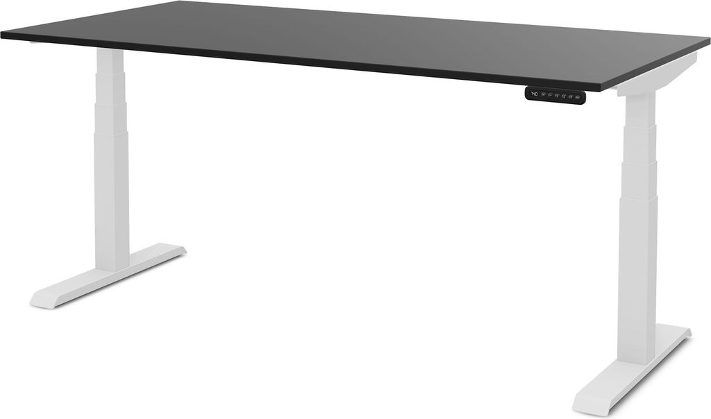 ASSMANN Elektrisch Höhenverstellbarer Familien Schreibtisch Pitino Schwarz Weiß, 160x80cm, Memoryfunktion, 2-fach-Motorik