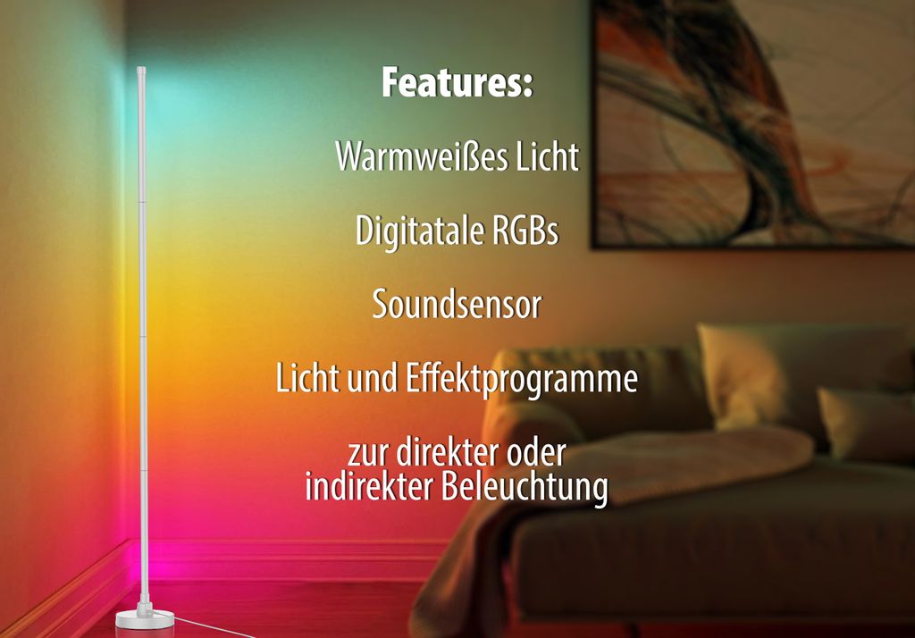 Northpoint LED Stehlampe Ecklampe mit Fernbedienung Produktbild 4