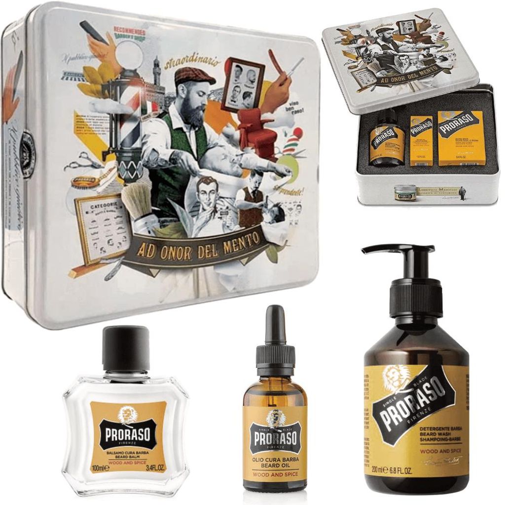 Proraso zestaw podarunkowy Wood And Spice Metal Box Beard Zdjęcie produktu 