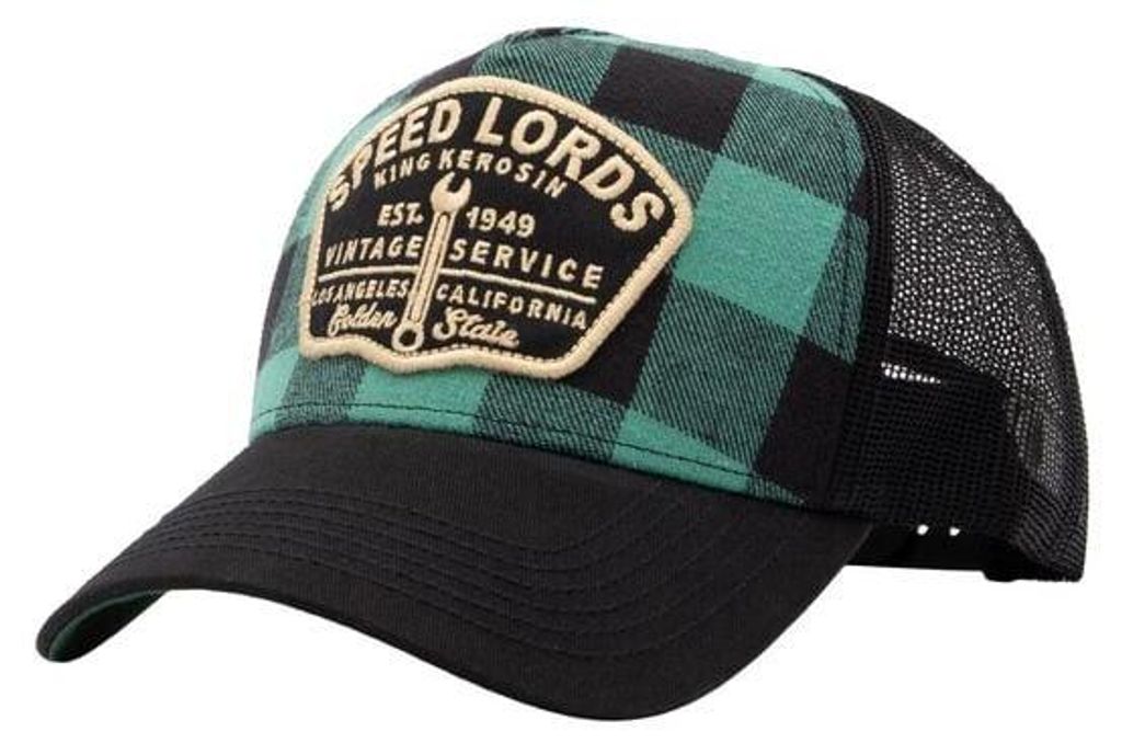 KING KEROSIN Cappello trucker con scacchiera anteriore Immagine del prodotto 
