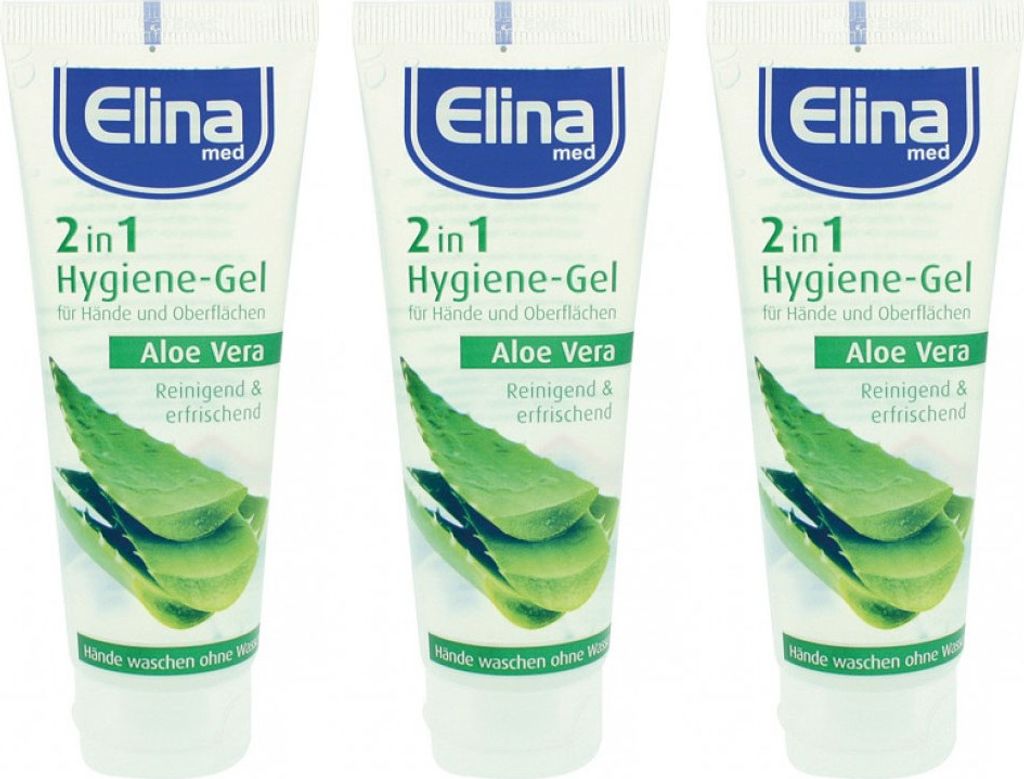 3x Elina Aloe Vera Hygiene Hand Oberflächen Gel 75ml 2in1 Produktbild 