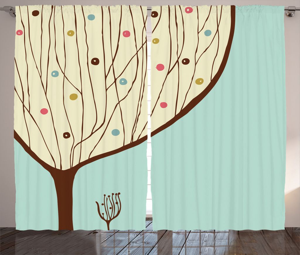 ABAKUHAUS Moderne Kunst Rustikaler Gardine, Abstrakter Baum Art, Schlafzimmer Kräuselband Vorhang mit Schlaufen und Haken, 280 x 225 cm, Mandelgr...