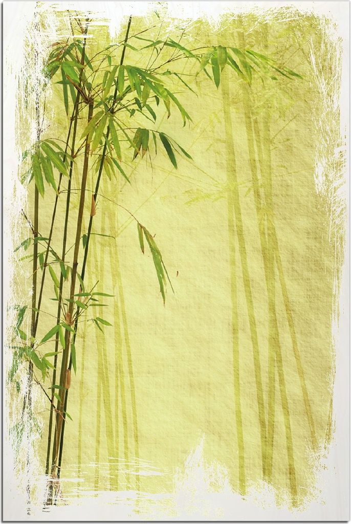 Kunstdrucke Wandbilder Holz in : Brillante Farben, Größe 60 x 90 cm Motiv Antiker Bambus