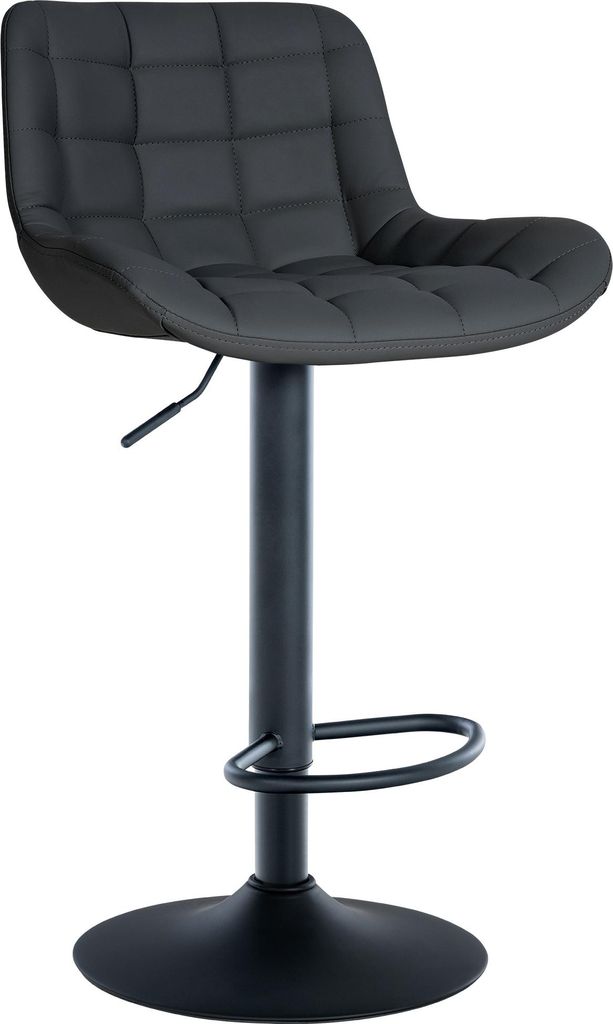 Barhocker CARAM - Kunstleder Schwarz 48x54x81 cm | Barstuhl Höhenverstellbar Mit Lehne Drehbar Tresenhocker Tresenstuhl Kneipenhocker Kneipenstuhl