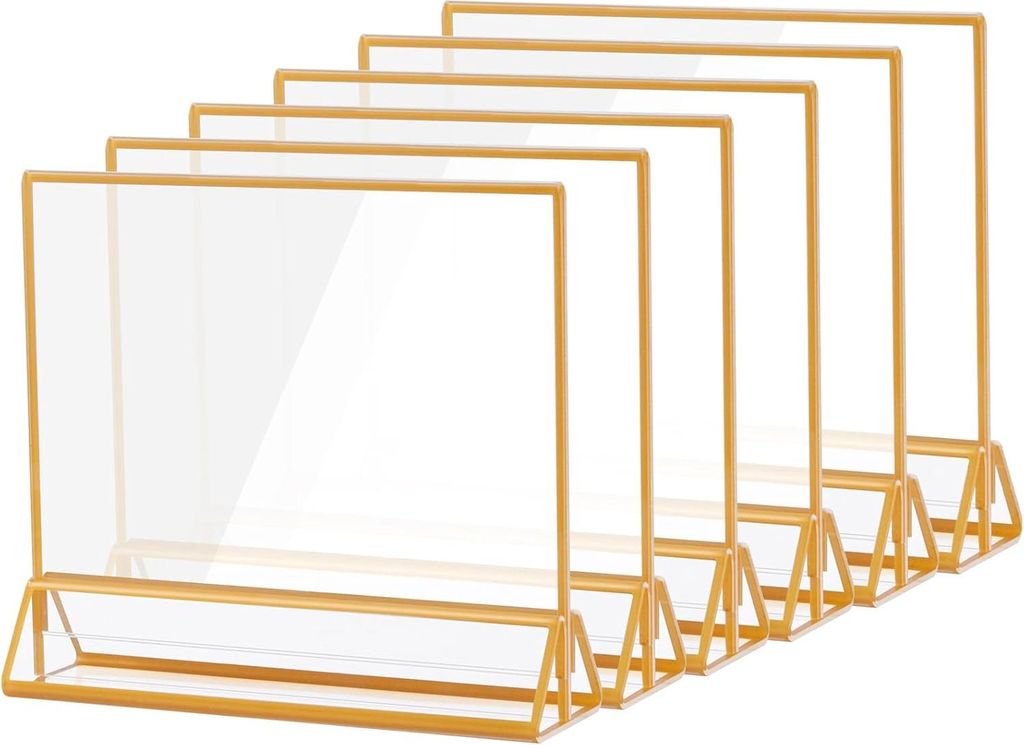 Acrylbordhalter mit goldenen Rändern - horizontal - 6 Stück - transparent - multifunktional
