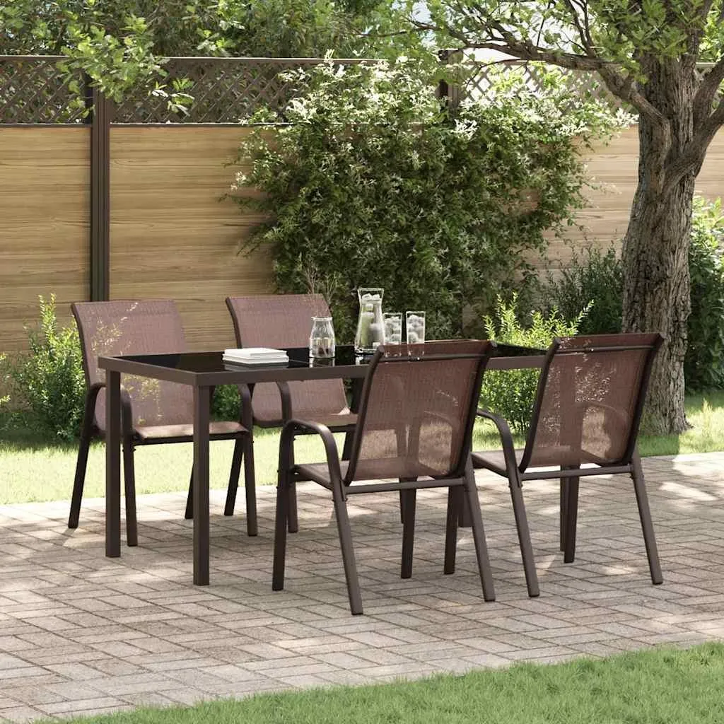 vidaXL Sedie da giardino impilabili 4 pz. Textilene marrone