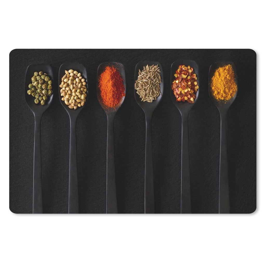 MuchoWow Mauspad Mousepad Löffel - Gewürze - Schwarz - Gewürze - Rustikal 27x18 cm - Mousepads - Maus Mat - Pad - Mausunterlage - Büroartikel...