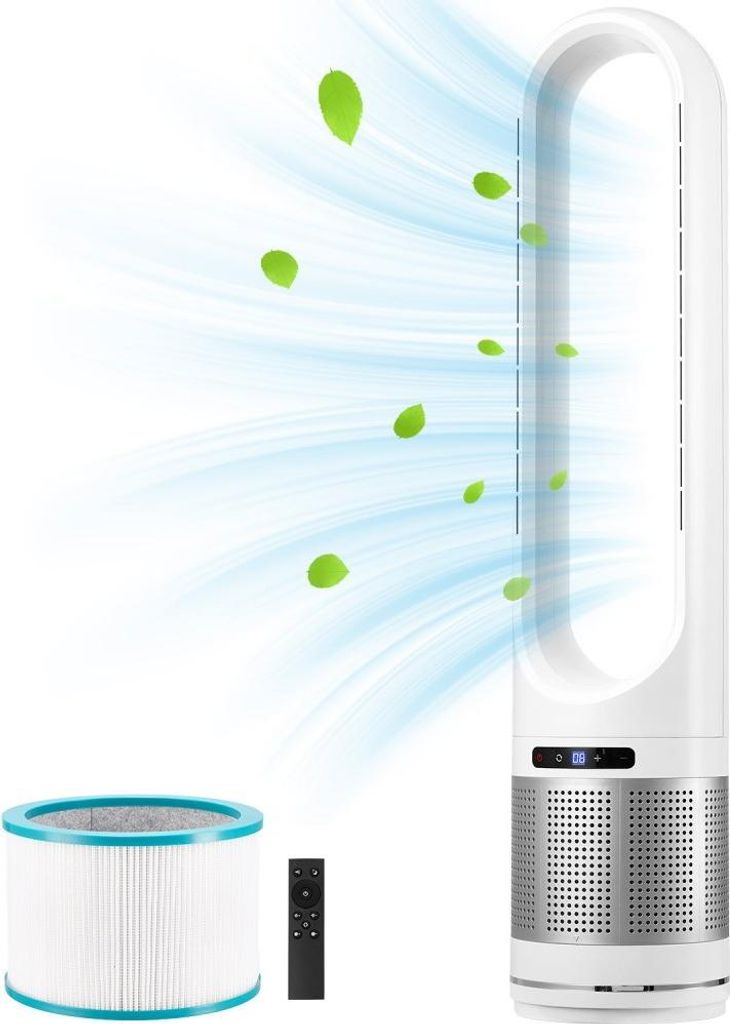30W Turmventilator mit 8-Stunden-Timer, 4,7m/s und Fernbedienung - Leistungsstarker Standventilator