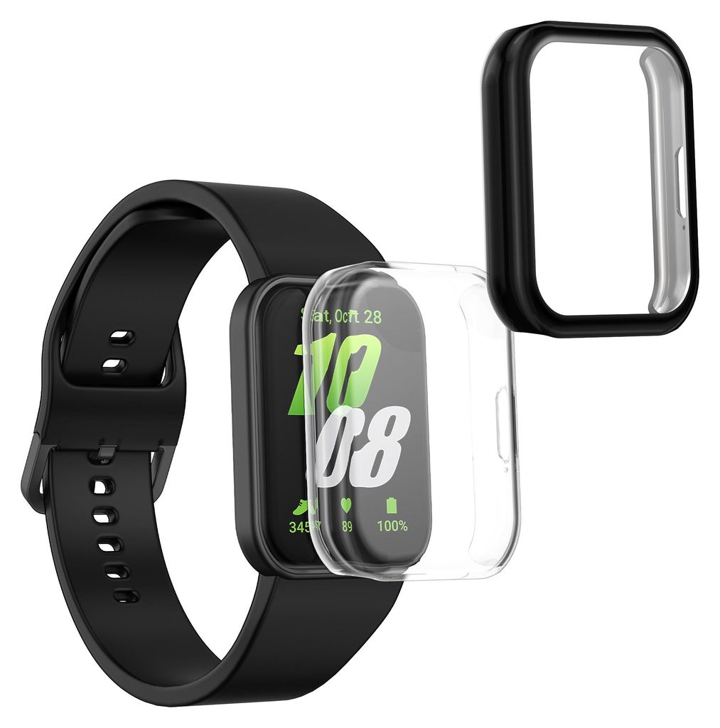 kwmobile 2x Silikon Hülle für Samsung Galaxy Fit 3 Schutzhülle - Fullbody Display Cover Set aus Silikon - Transparent Schwarz