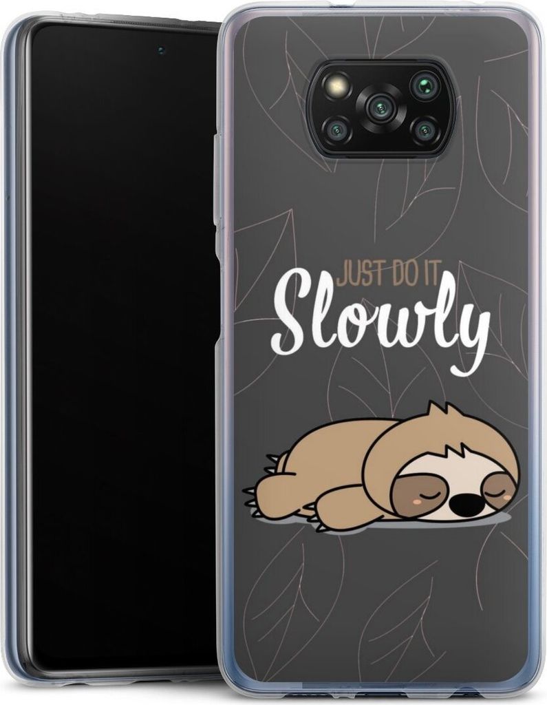 DeinDesign Handyhülle für Xiaomi Poco X3 nfc Silikon Hülle Case Smartphone Schutzhülle Faultier Sprüche lazy sunday