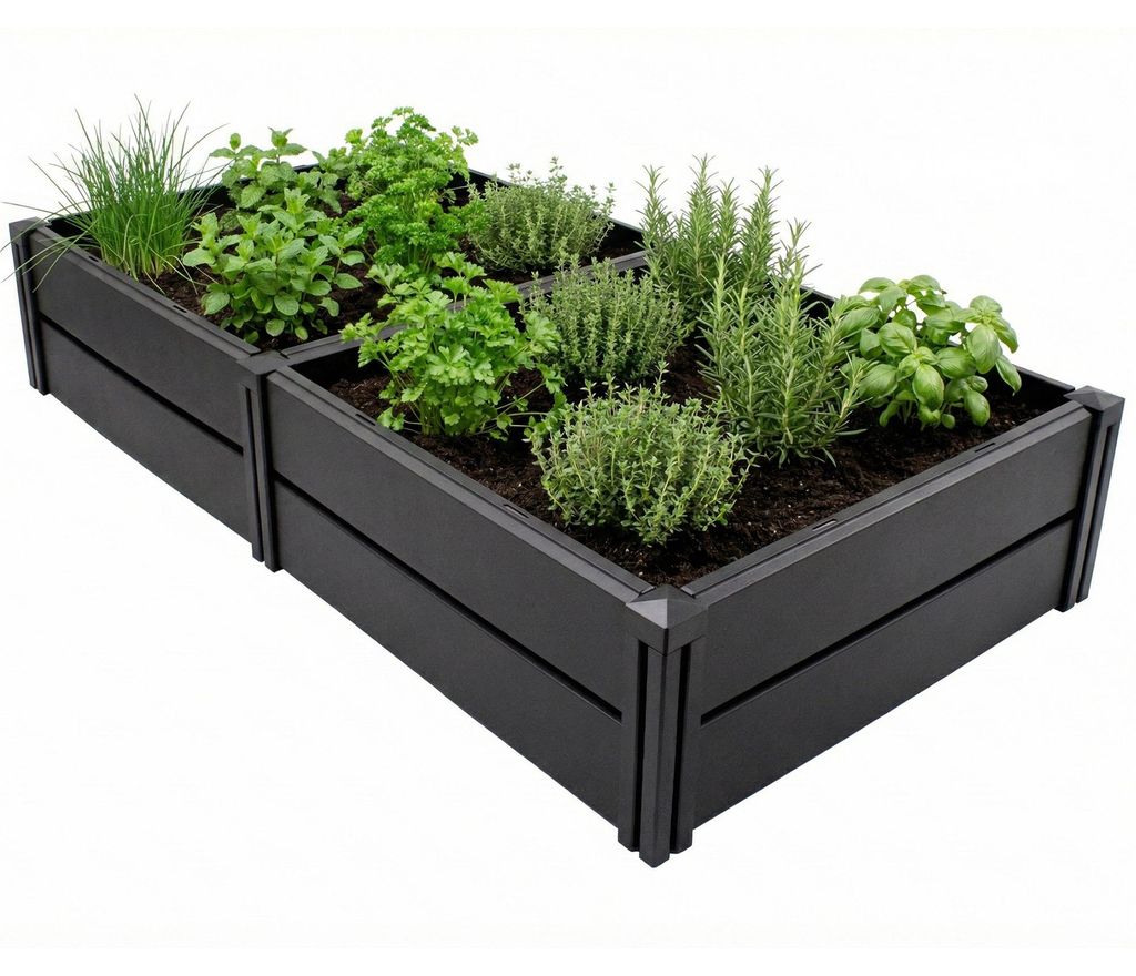 NYVI Hochbeet NYVIGreen L 158x82x31cm 336 Liter - Kunststoff Kräuterbeet für Garten, Terrasse, Balkon - Wetterfest, UV-resistent, Rostfrei, Langl...