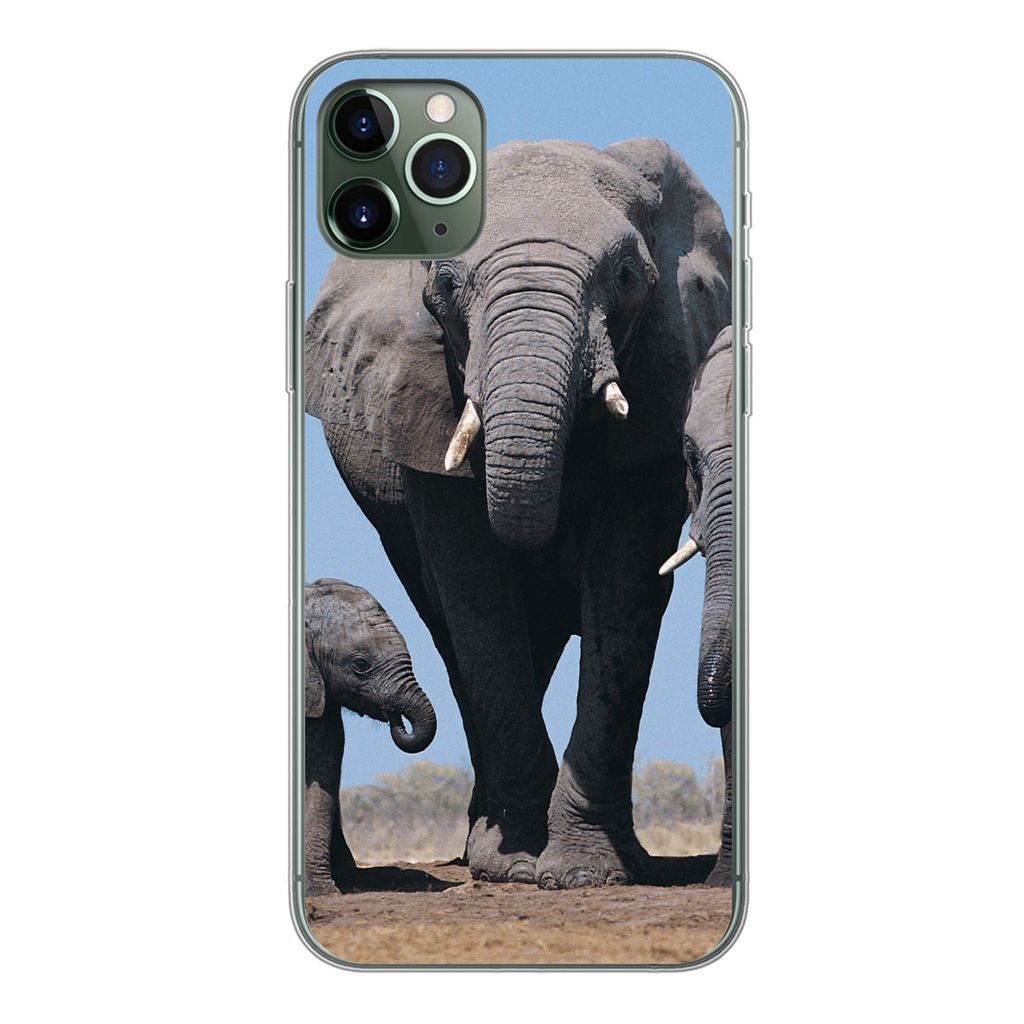 MuchoWow Handyhülle Schutzhülle Hülle für iPhone 11 Pro Max Elefant - Prärie - Tiere - Natur Silikon Softcase Handy Hülle - Schutz