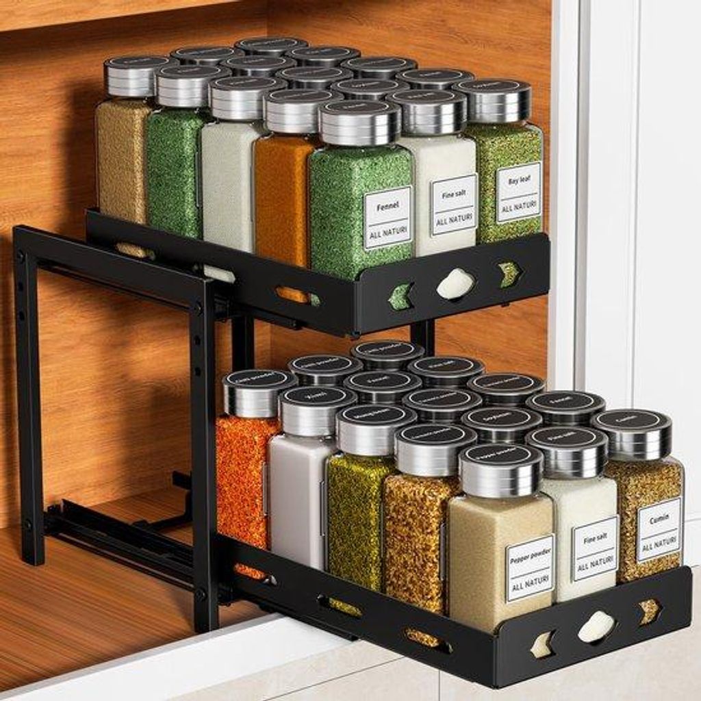 Unyqoos Kräuterregal für Küchenschrank mit ausziehbarem und höhenverstellbarem Design zur optimalen Organisation