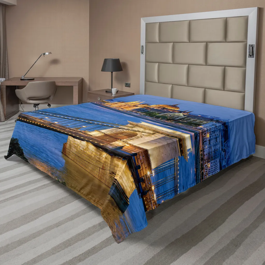 Drap de dessus imprimé Budapest 1 pièce 260x228 cm multicolore soyeux