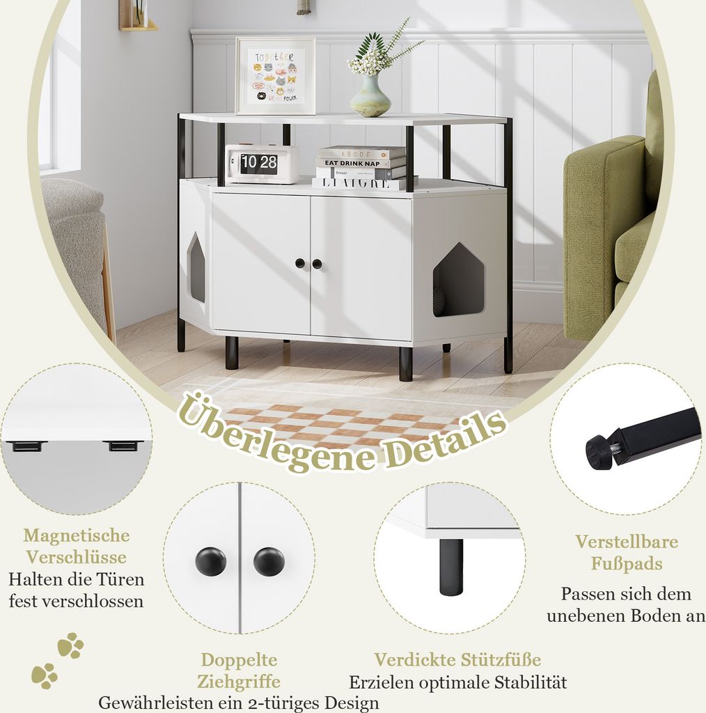 COSTWAY Katzenschrank Katzentoilette für Ecke, Katzenhaus Produktbild 7