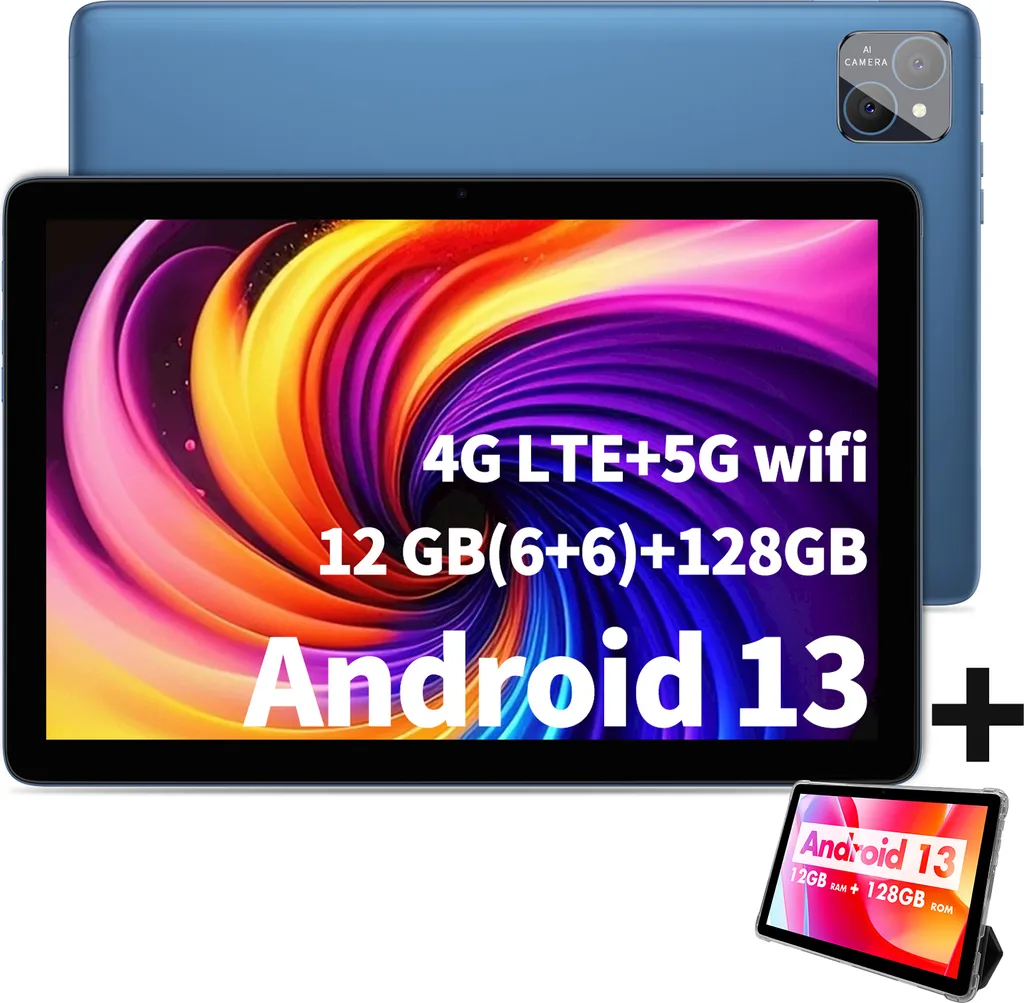 Tablette Android 13 avec 6 Go de RAM et 128 Go ROM Puissante et Vive
