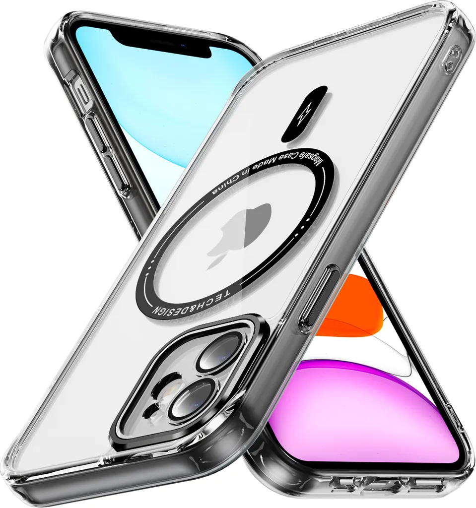 Custodia iPhone 11 Elegante Magnetica - Trasparente e Nera MagSafe
