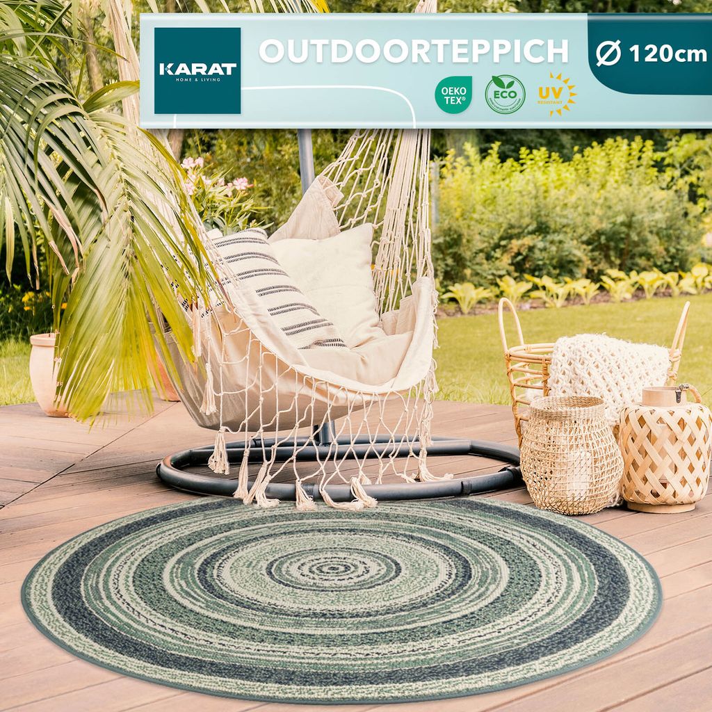Indoor & Outdoor Teppich Zoe pflegeleicht & UV-beständig Rund 120 cm Blau