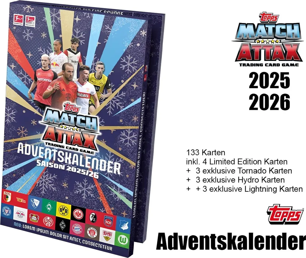 Calendrier de l'Avent Match Attax 2025/26 : Cadeau Idéal pour Fans