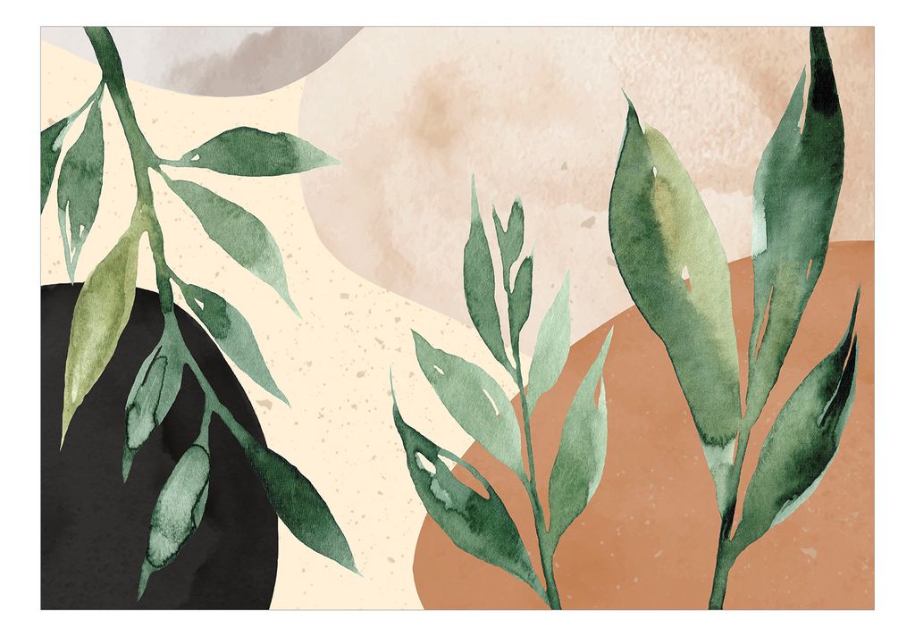 Vlies Fototapete Blätter 400x280 cm Tapeten Wandtapete XXL Natur Wiese Botanik wie gemalt b-A-0885-a-a