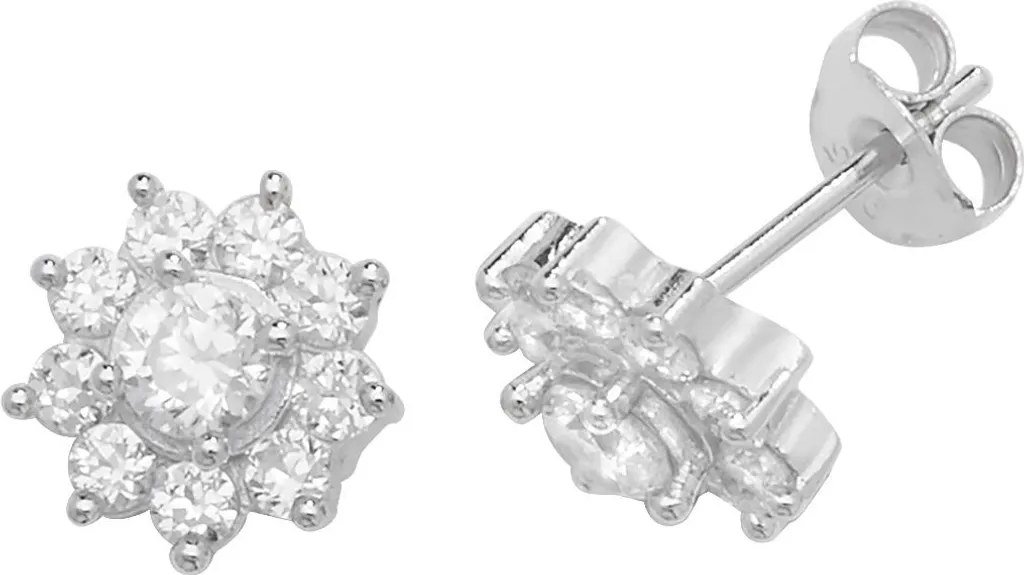 Boucles d'Oreilles Femme Pavage Argent 925 et Zirconium 9mm TRS22717