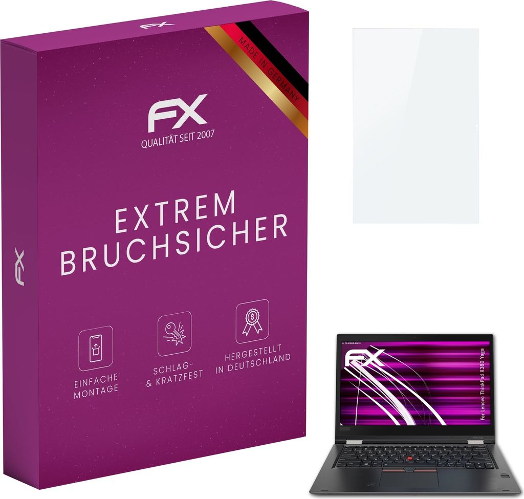 atFoliX FX-Hybrid-Glass Displayfolie kompatibel mit Lenovo ThinkPad X380 Yoga Glasfolie
