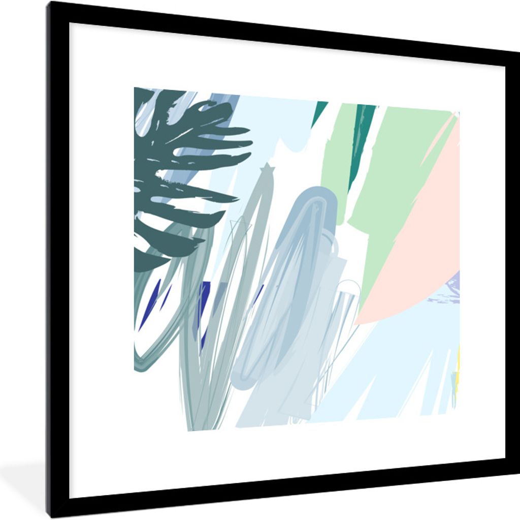 MuchoWow Gerahmtes Poster Sommer - Fleck - Farbe - Abstrakt 40x40 cm - Poster mit Schwarzem Bilderrahmen Wandposter Rahmen Foto Bilder - Poster -...