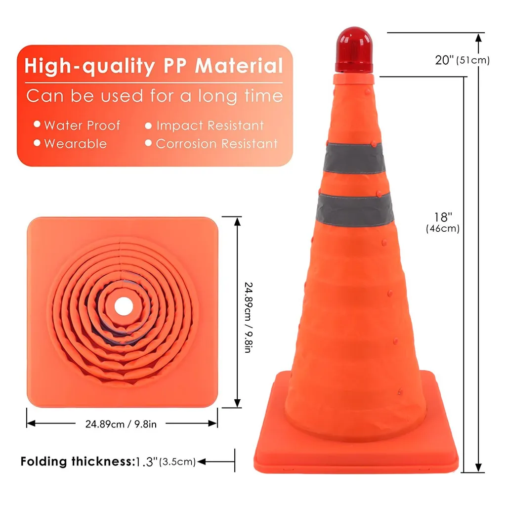 Cône de Signalisation Pliable : Solution Gain de Place avec Éclairage LED - 8