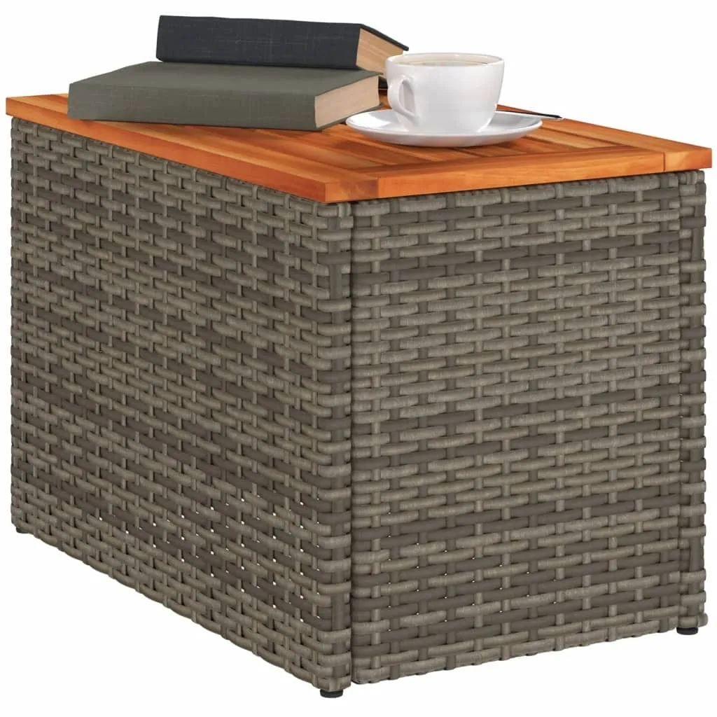 Tavolini da Giardino 2 pz Grigio in Poli Rattan e Legno - The Living Store - 5