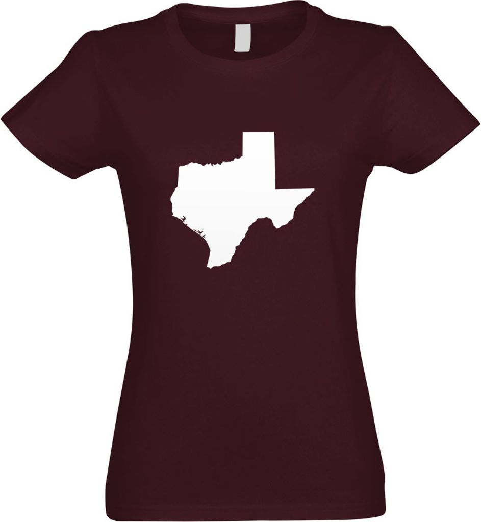 Kiwistar - T-Shirt tailliert - Damen - Burgund - USA - Bundesstaat - Texas - mit Motiv Bedruckt - Funshirt Design - Sport - Freizeit - Damen - XXL