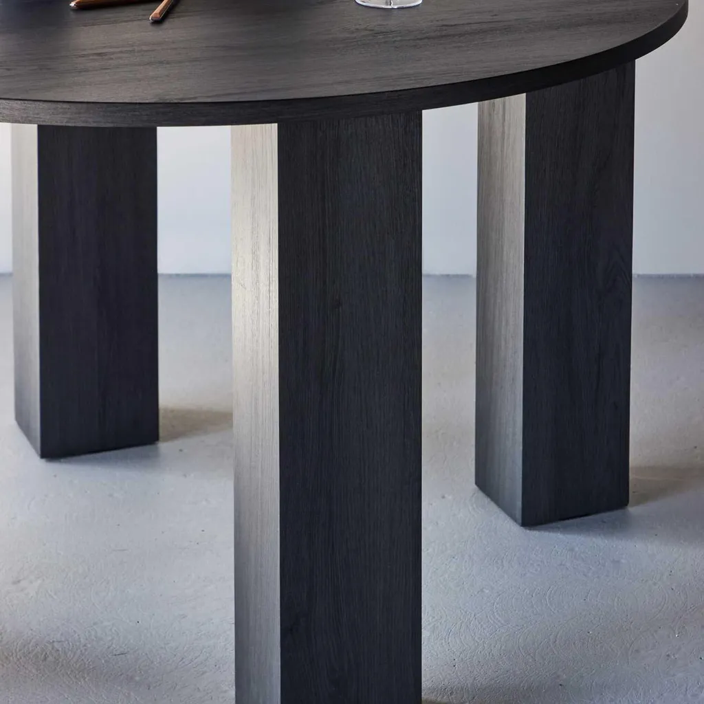 Table à manger Juno Ø120cm noire avec plateau mat et design circulaire - 13