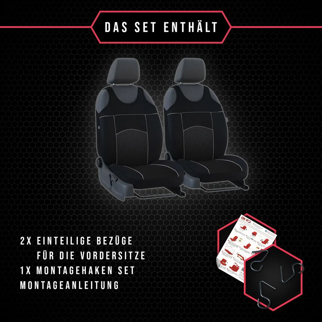 Coprisedili auto Coprisedili universali per Hyundai IX20 nero anteriore auto 1+1 Set - 8