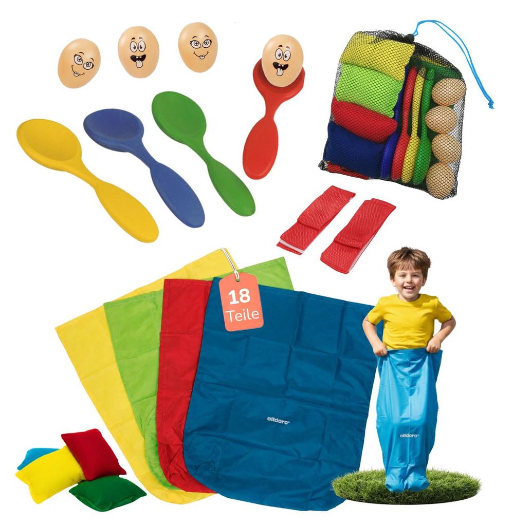 Partyspiele Set für Kinder - 4 actionreiche Bewegungsspiele Produktbild 
