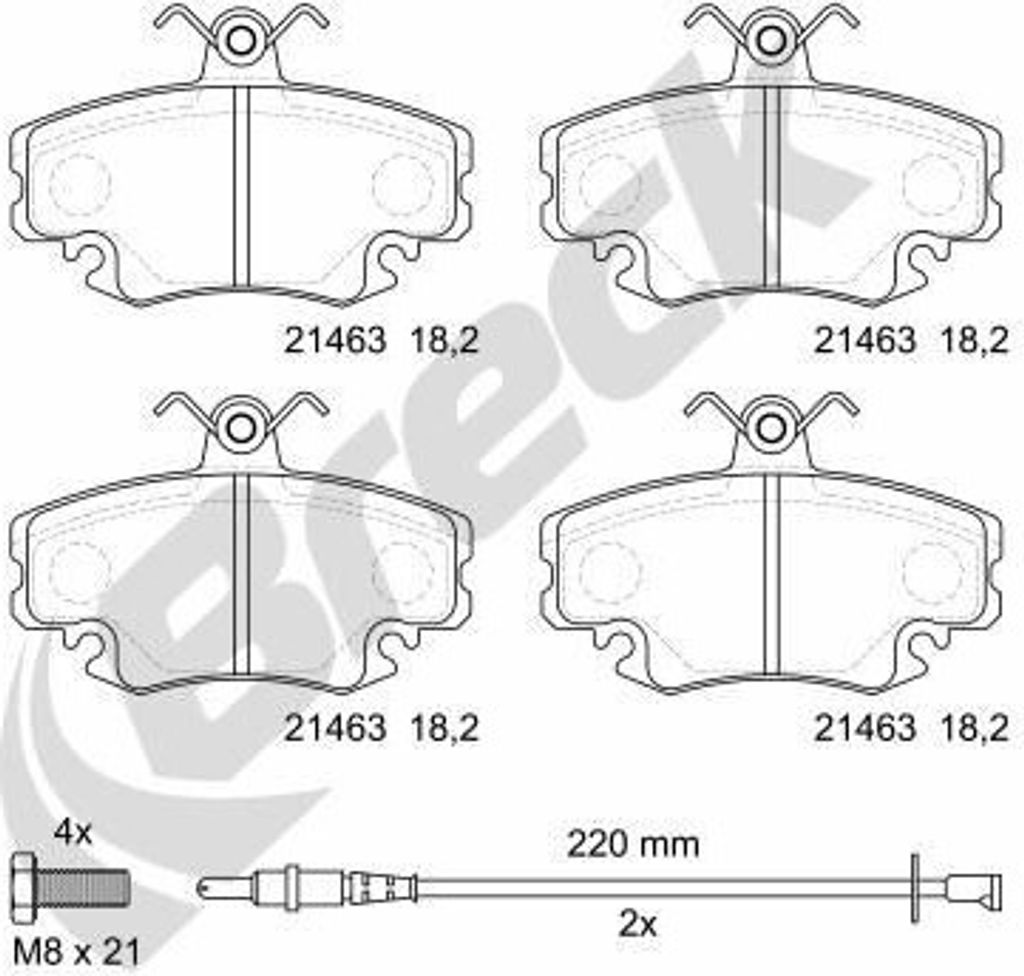 Bremsbelagsatz, Scheibenbremse BRECK 21463 00 702 10