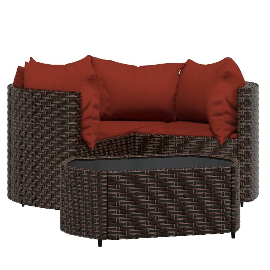 "WINTER SALE" 4-tlg. Garten-Lounge-Set/Garten-Essgruppe - Balkonmöbel Set - mit Kissen Braun Poly Rattan - Gartenmöbelset NEU5703870