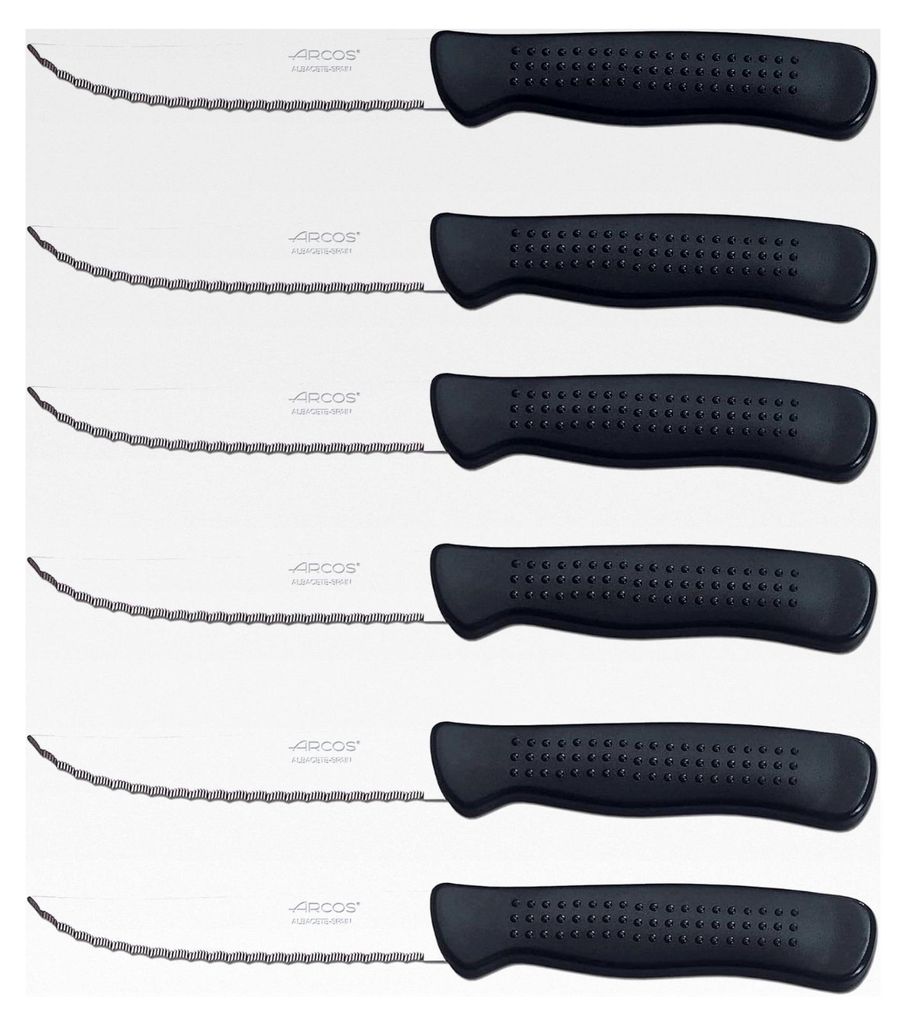 Tafelmesser - Steakmesser - Klinge aus rostfreiem Edelstahl NITRUM 110 mm - Griff aus Polypropylen - Farbe schwarz (6)