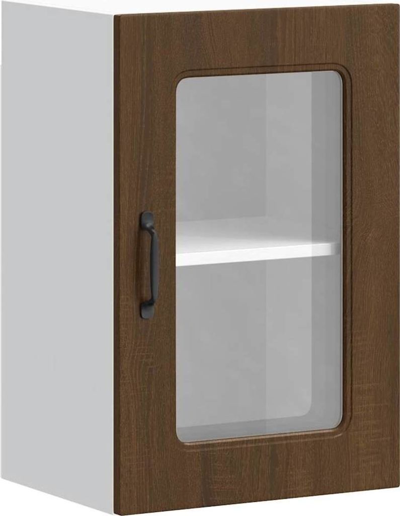 Küchen-Hängeschrank mit Glastür Kalmar Braun Eichen-Optik