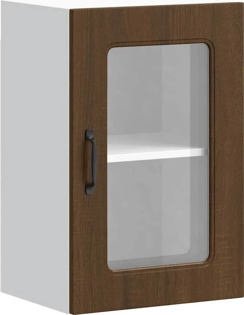 Mobile Cucina Sospeso con Vetrina Rovere Marrone SYFAX Kalmar