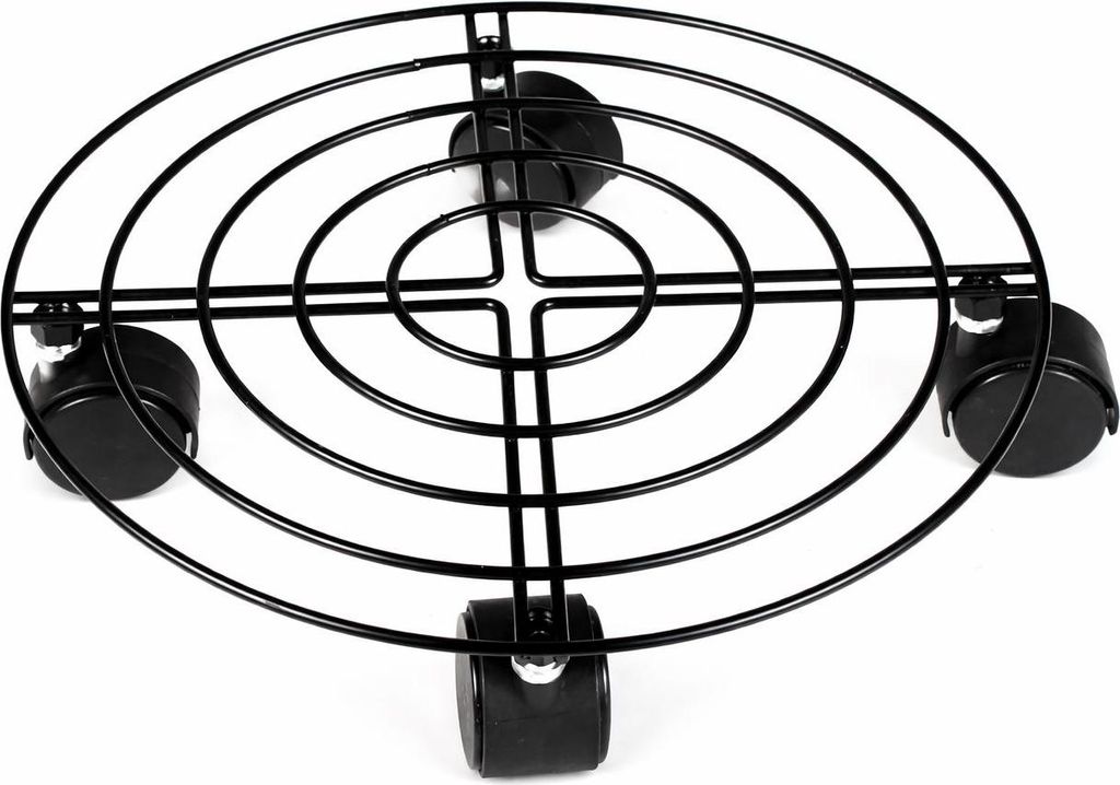 Pflanzenroller rund Metall, Untersetzer Blumenroller mit Ø 27 cm, Transportroller für den Innenbereich, Transporthilfe für Pflanzen mit max. Tra...